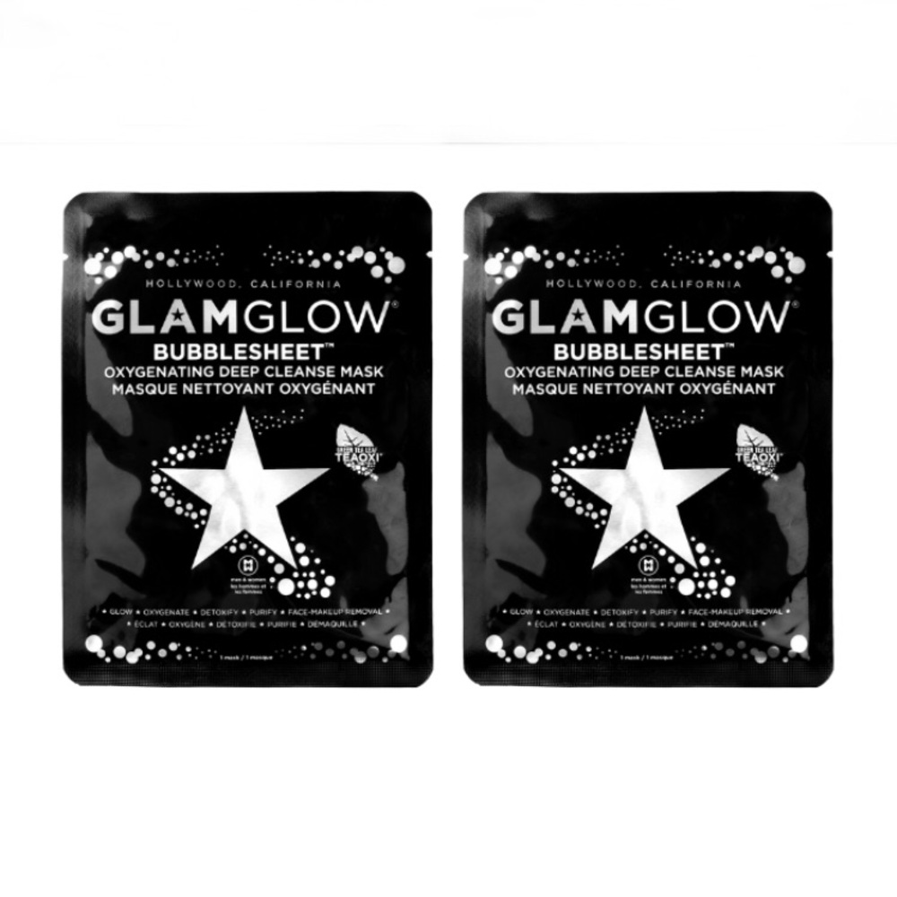 2 GlamGlow Bubblesheet Oxygenating Cleanse Masks